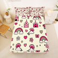 thumbnail image 4 of Manfei Rainbow Castle Bed Sheets, Cute Buttefly Flower Full Size Sheets, Cream Pink, 4pcs, 1 Flat Sheet, 1 Fitted Sheet and 2 Pillowcases, 4 of 6
