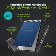 Rocketbook Smart Reusable Mini Notepad - On-the-go Notes, Pocket-Sized, Navy Blue