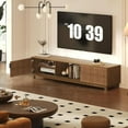thumbnail image 4 of Fluted TV Stands for TVs Up to 80 Inches, Mid Century Modern Entertainment Center with Open Storage Compartments,Media TV Consoles 70" Long Wooden TV Console, 4 of 7