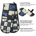 thumbnail image 2 of Yayeee Double Oven Mitt Kitchen Heat Resistant Baking 35" x7" Quilted Glove, Black and Blue Cat, 2 of 6