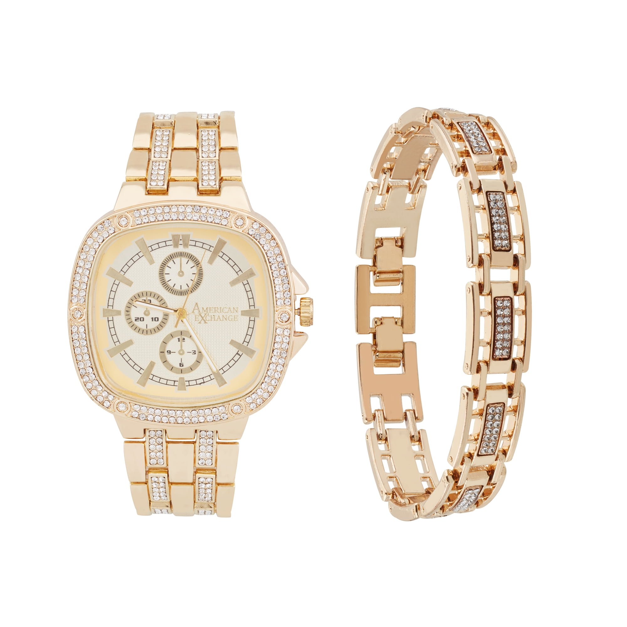 Elgin Gold Analog Wristwatch & Bracelet Set with Crystals  display picture 2