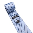 thumbnail image 5 of Barry.Wang Light Blue Silk Ties for Men Sets Woven Striped Formal Necktie Pocket Square Cufflinks Wedding Party 4PCS, 5 of 5