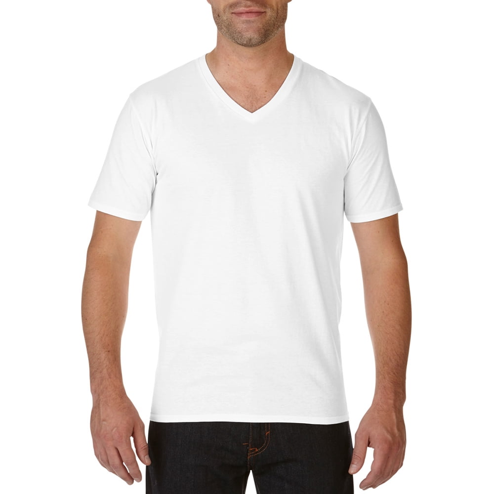 Gildan Mens Premium Cotton V Neck Short Sleeve T-Shirt 