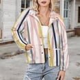 thumbnail image 3 of Jackets for Women Winter Coat Jackets Flannel Stand Collar Jacket(Abstract Pastel Painted Lines Art,Size:S-4XL), 3 of 7