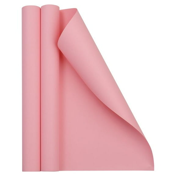JAM Paper Matte Wrapping Paper, 52.6 Sq ft Total (17 in x 18 Ft Each), Light Baby Pink, 2 Rolls