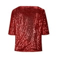 thumbnail image 5 of biudgviw One Shoulder Tops for Women Sequin Sparkly Glitter 3/4 Sleeve Blouses Casual Loose Trendy Shirts Night Out Party Club Outfits, 5 of 5