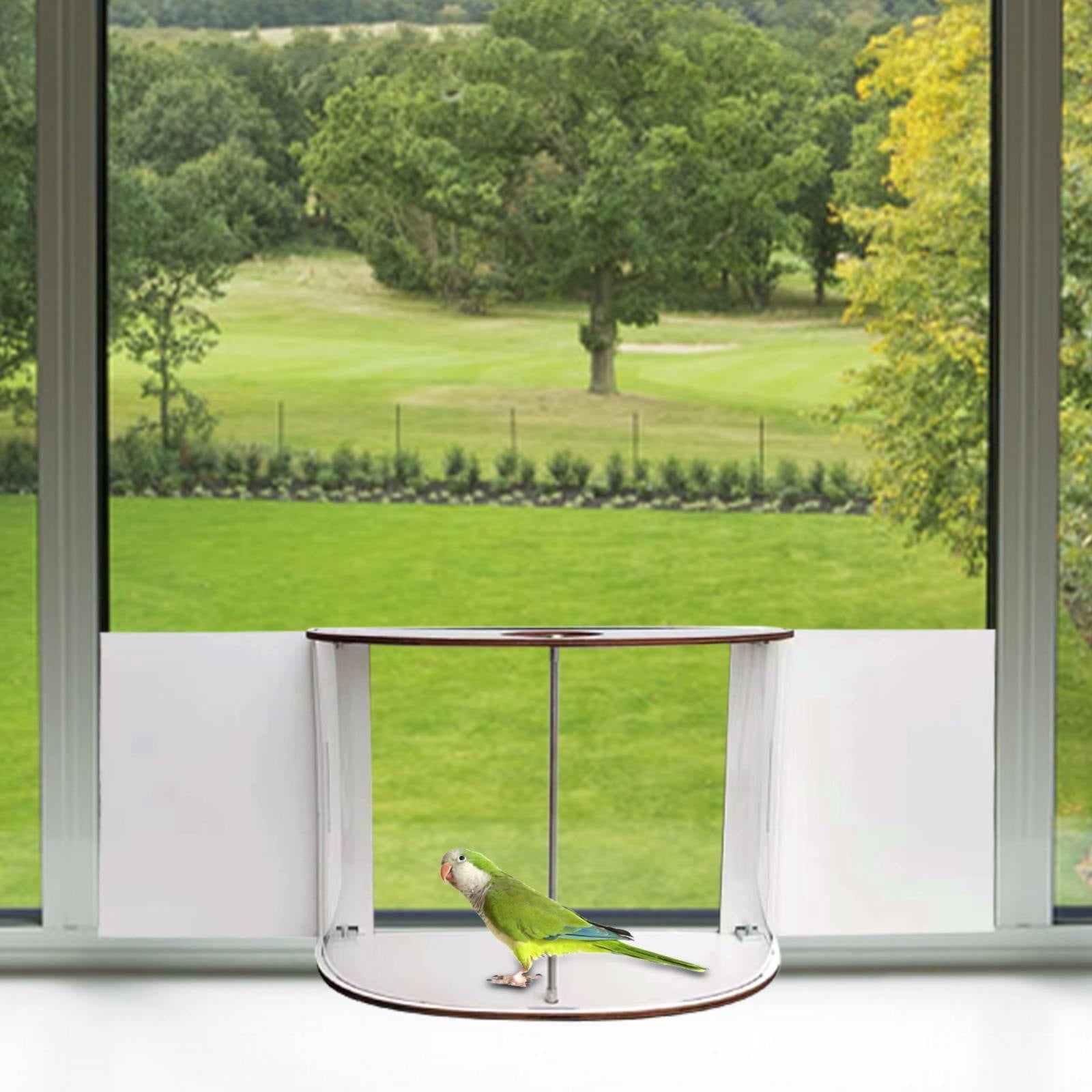 Hezzwei 180° Clear View Window Bird Feeder, White