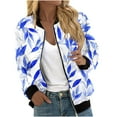 thumbnail image 2 of Feancey Sales Today Womens Fashion Bomber Jackets Floral Print Casual Flight Jackets Teen Girls Fall Lightweight Zip Up Long Sleeve Varsity Jacket Outwear Multicolor XXL, 2 of 5