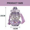 thumbnail image 2 of Botella de agua con pajita de oso kawaii, lindas botellas de agua de plástico a prueba de fugas para niñas, escuela y oficina., 2 of 5