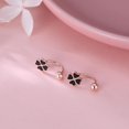 thumbnail image 5 of Solid 925 Sterling Silver Clover Flower Half Hoop Earrings for Women Teens Black Clover Hoop Earrings Huggie Shamrock Earrings, 5 of 12