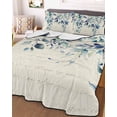 thumbnail image 2 of Blue Teal Eucalyptus Leaves Summer Quilt Set Full Size,Soft Quilted Bedding Set with 2 Pillow Shams,Watercolor Vintage Botanical Lightweight All Season Bedspread Coverlet for Bedroom 78"x90", 2 of 6
