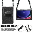 thumbnail image 2 of XYX Case for Samsung Galaxy Tab S9/Tab S9 FE 11.0 Inch with 360 Degree Rotating, Hand Strap, Shoulder Strap, Black, 2 of 7