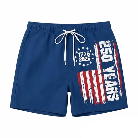 Mens Swim Trunks USA Independence Day Patriotic 4th of July 250th Anniversary Beach Shorts Quick Dry Board Shorts