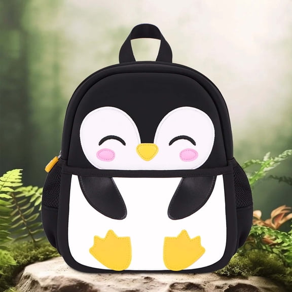 ibiyuan School Backpacks Neoprene Penguin Print Lightweight School Bag for Ages 2 to 6, Daycare, Primary School, Travel, Picnic