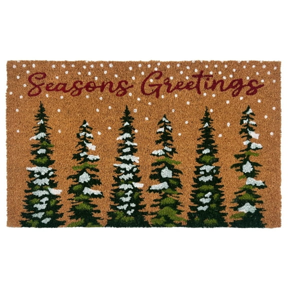 Kate Aurora Christmas Evergreens Seasons Greetings Bristled Outdoor Welcome Mat - 18"x30"