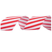 Red And White Diagonal Striped Wired Edge Ribbon 2 1/2" Christmas Holiday Craft Diy Length 30'