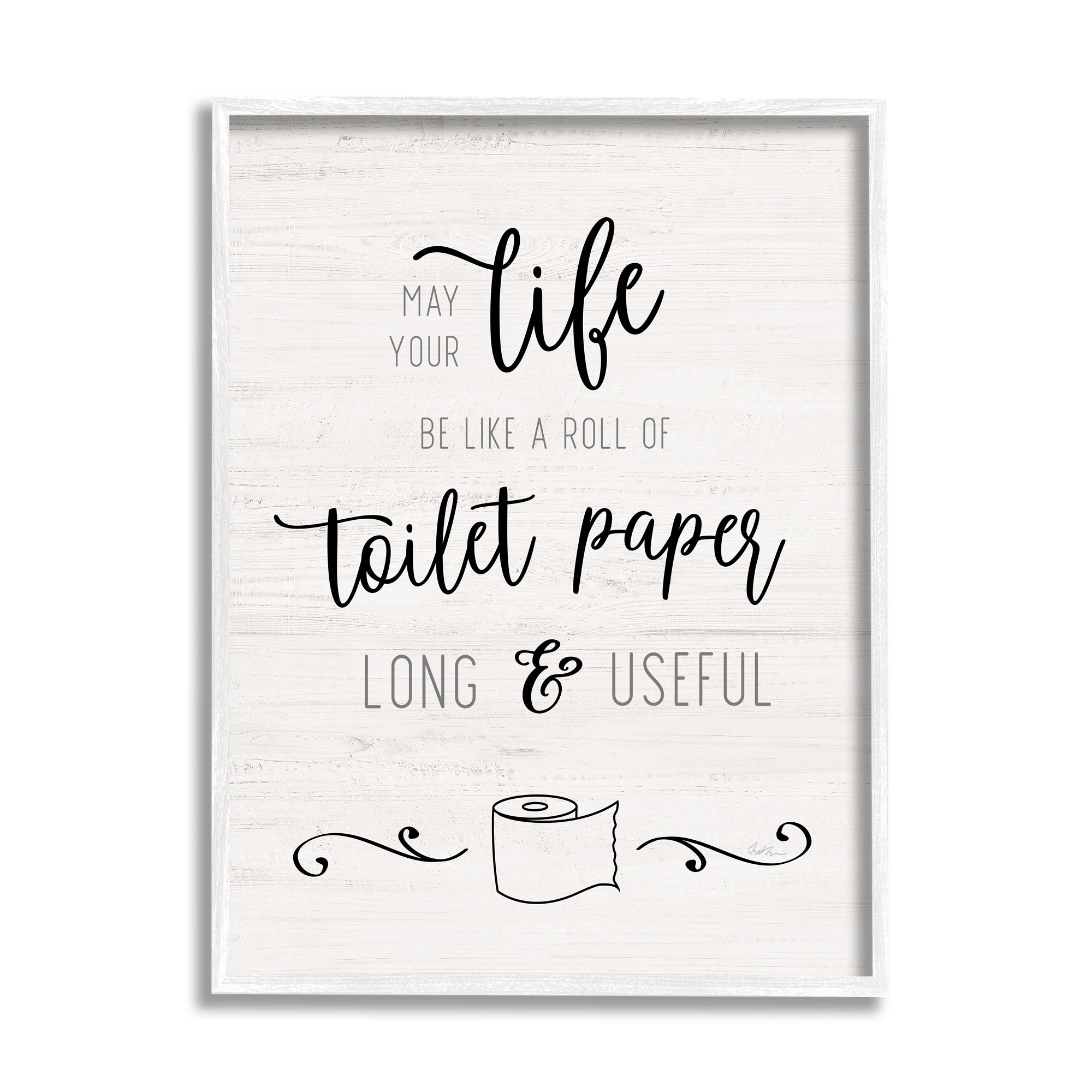 Stupell Industries Life Like Toilet Paper Roll Long and Useful Phrase, 11 x 14, Design by Natalie Carpentieri