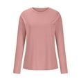 thumbnail image 5 of biudgviw Casual Tops for Women Lounge Long Sleeve Crewneck Basic Shirts Fall Slim Solid Color Blouses, 5 of 6