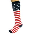 thumbnail image 4 of USA Red White Blue Socks American Flag Knee High Womans Ladies Striped Leggings, 4 of 5