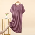 thumbnail image 2 of Taqqpue Nightgowns for Women Cotton Soft Night Gowns Short Sleeve V Neck Sleep Dress Sleepwear Solid Color Flowy Swing Plus Size Knee Length Dress for Women, 2 of 5
