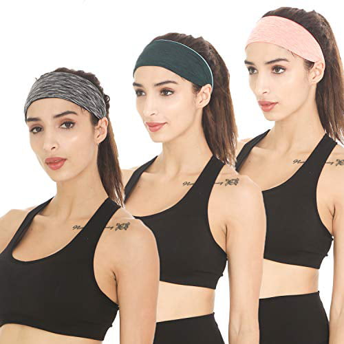 Black Crossfit Headband Women Girls Sports Spandex Sweatband Headband Wide 