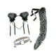 thumbnail image 5 of Juego de 3 diademas con orejas y cola de gato para fiestas, espectáculos y cumpleaños. Gris brillante, 5 of 8