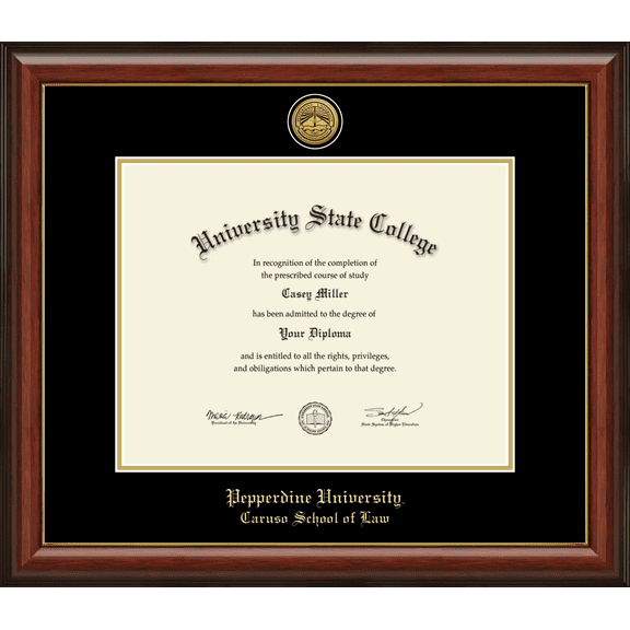 Pepperdine University Caruso School of Law Diploma Frame, Document Size 14" x 11"