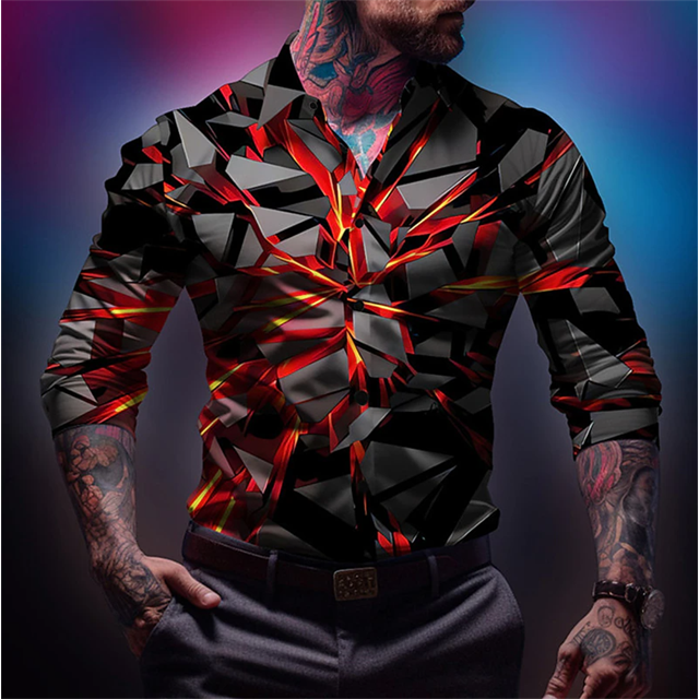 Camisas para hombre Camisas geométricas Camisas de manga larga suaves y cómodas Tops de talla extra grande de alta calidad XS-6XL