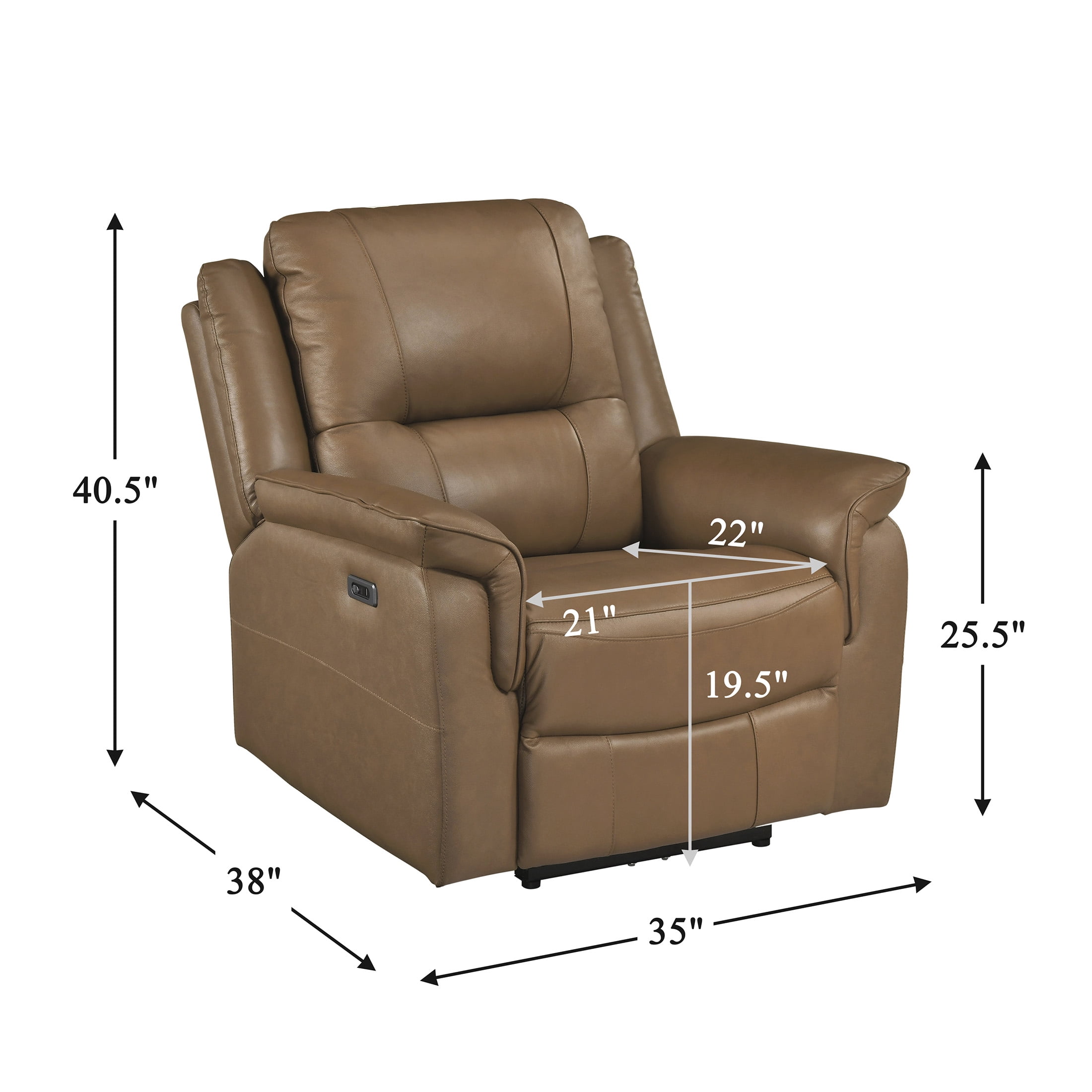 OakvillePark Monterra Leather Match Power Reclining Chair, Brown