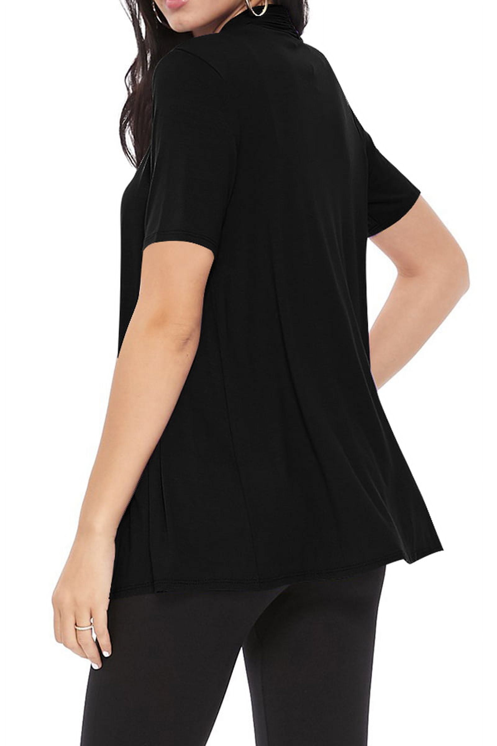 Women's Casual Short Sleeve Draped Open Front Solid Cardigan - image 3