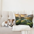 thumbnail image 4 of Ambesonne Lake Throw Pillow Cover 2 Pack, Nature Morning Scenery Peaks, 16", Peach Green and Fawn, 4 of 7