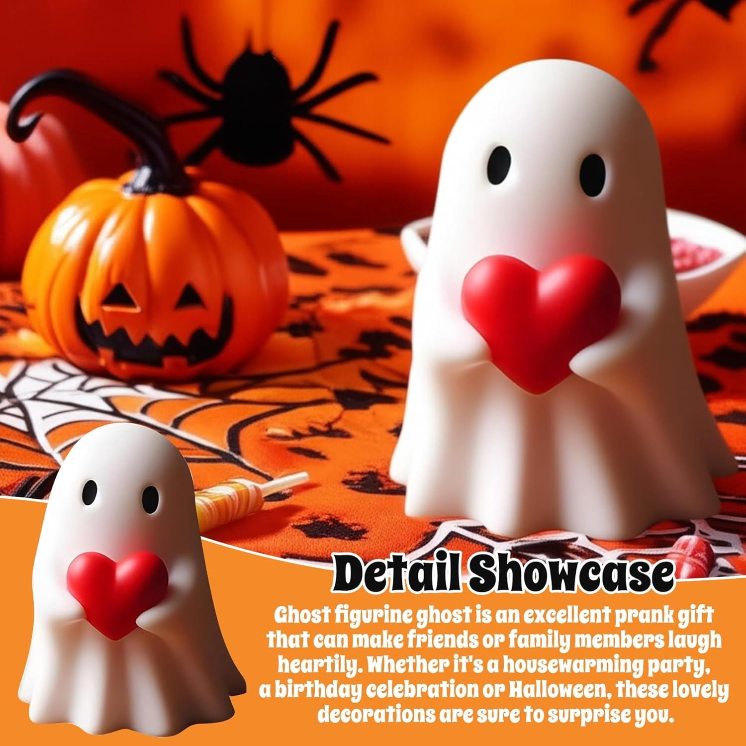 Halloween Ghost Figurine, Spooky Resin Ghost Statue, Cute Ghost Halloween Decoration for Home and Office Desktop Decor Display Ornaments