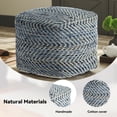 thumbnail image 3 of Signature Design by Ashley Traditional Chevron Pouf  Blue, 3 of 5