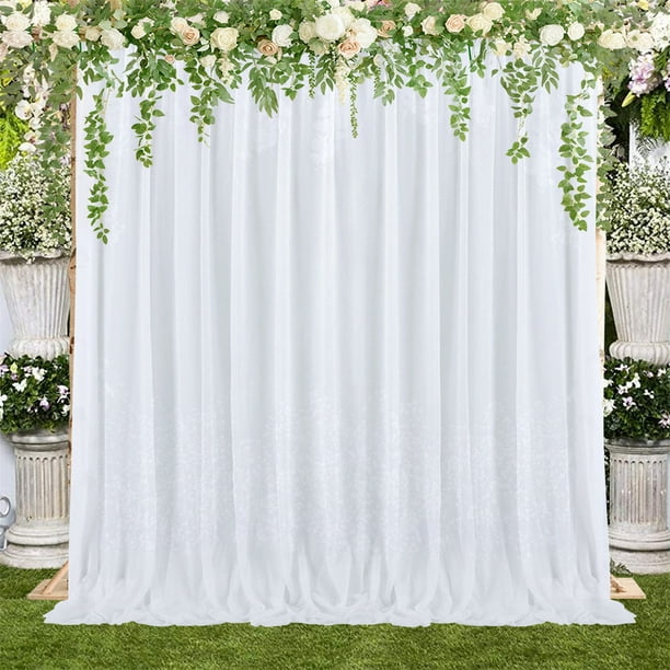 Yuedong 1Piece Wedding Ornaments Backdrop Curtain Mesh Light Blue Window  Decor 5*10 Ft White Pink Wedding Photography Background Drapes 