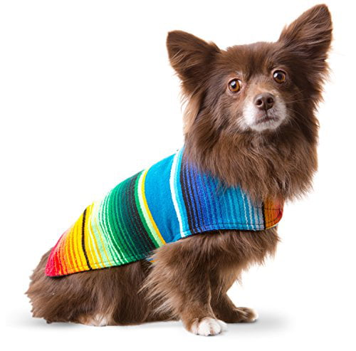 Didog Mexican Serape Blanket Dog Poncho for Small Dogs & Cats Fleece Lined Warm Winter Coat Cat Apparel for Halloween Costume Christmas Outfit