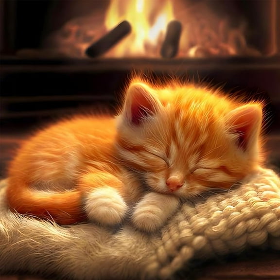 DIY 5D Diamond Painting Kit (For Adults) Diamond Painting "Sleeping Cat" - Full Diamond Crystal Rhinestone Embroidery Craft Kit, Can Be Used as Gift, Wall Decoration