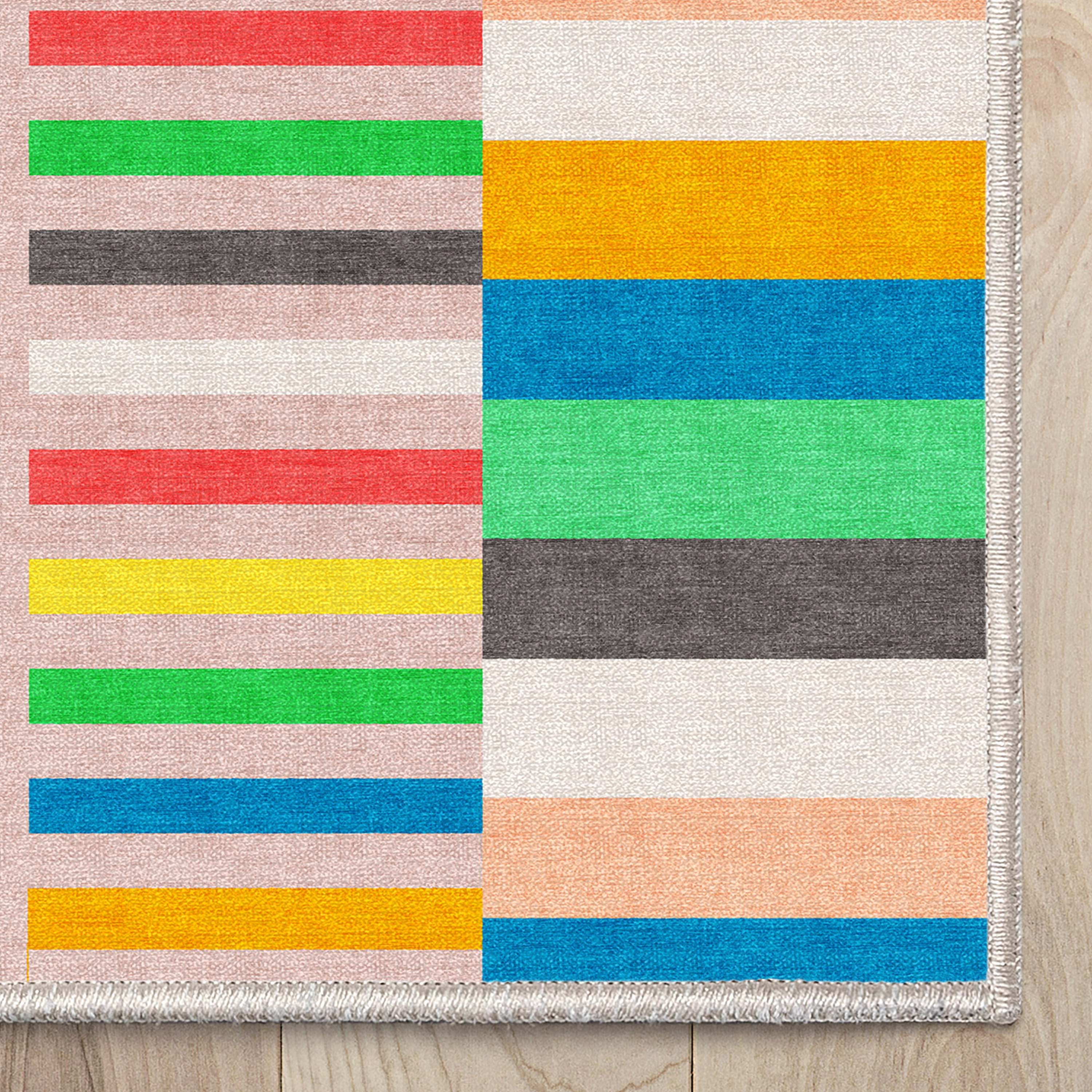 Well Woven Apollo Parade Modern Geometric Kids Multi Color Flat Pile Easy to Clean 7'10" x 9'10" Area Rug for Living Room Dining Room Bedroom and Kitchen