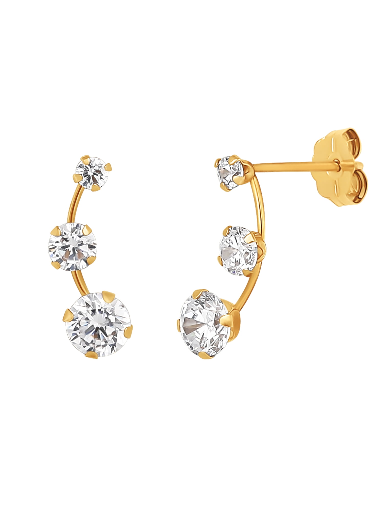 Brilliance Fine Women’s Sterling Silver Drop Earrings with Clear Cubic Zirconia, Set