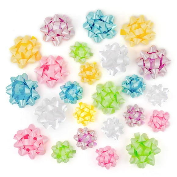 Surtido de lazos de regalo WRAPAHOLIC, 24 unidades, colores claros, 3 y 4.5 pulgadas