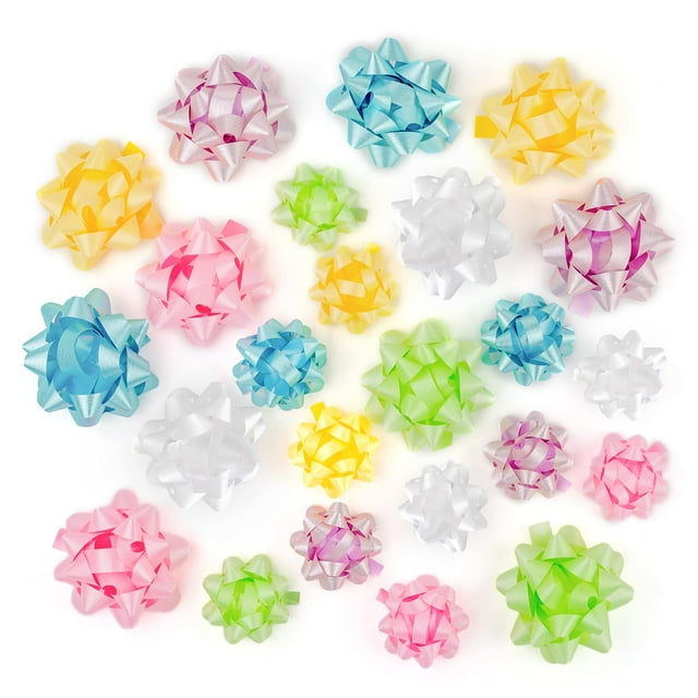Surtido de lazos de regalo WRAPAHOLIC, 24 unidades, colores claros, 3 y 4.5 pulgadas
