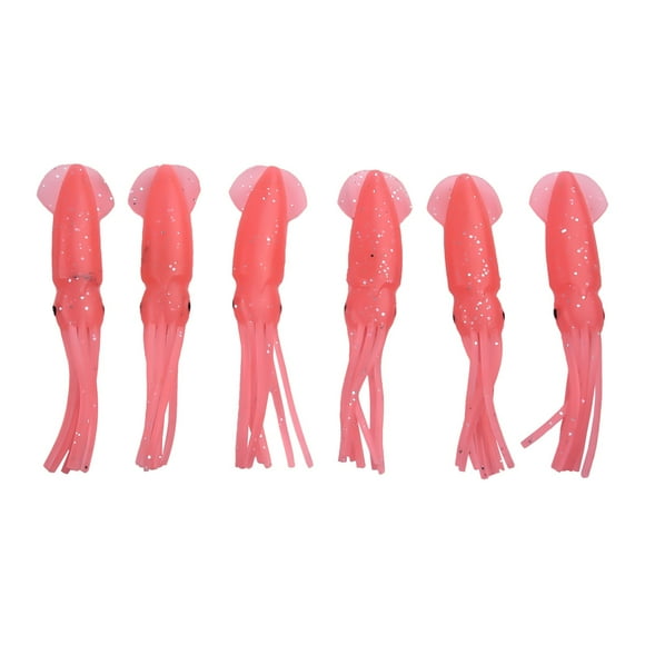 GLFILL Ensemble de 6 Pcs Jupes Lumineuses de Calmar Leurre Souple Caoutchouc Appât Pieuvre Souple Pêche Traîne Appât Thon Voilier Appâts pour Poisson Manivelle Hameçon Rose 6 Articles