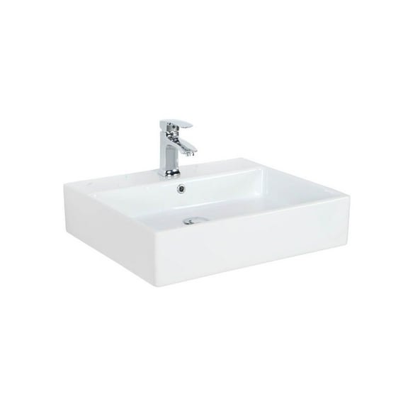 Simple 60.50A.01 Wall Mount/Vessel Bathroom Sink in Ceramic White with One Faucet Hole