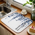 thumbnail image 3 of Dish Drying Mat for Kitchen Countertop, Watercolor Blue Leaves Absorbent Dish Mat Reversible Quick Dry Non Slip Draining Mat Kitchen Drying Pad for Dishes, Utensils 18x24 Inch Eucalyptus Leaf, 3 of 9