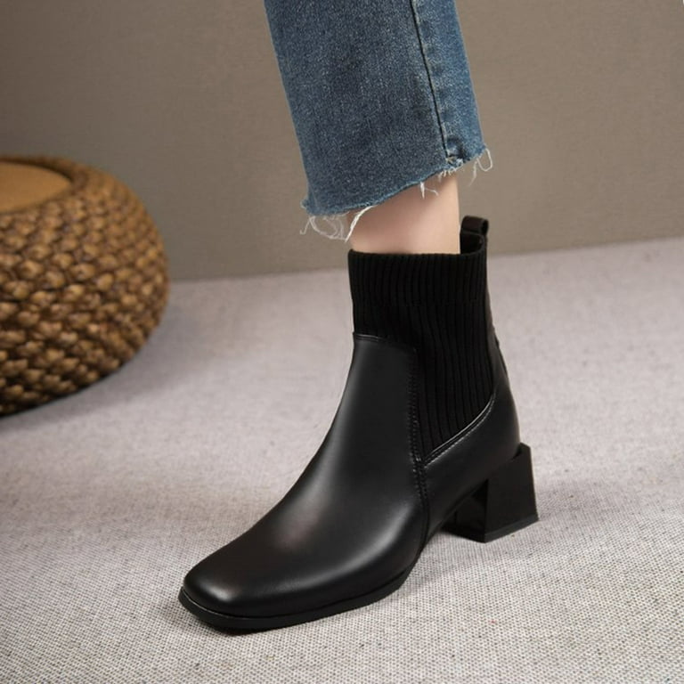 Simple black top ankle boots