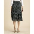 thumbnail image 4 of Moomaya Printed Layered Skirt For Women, Elastic Waist, Tiered Chiffon Midi Skirt, 4 of 8