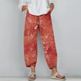 thumbnail image 2 of KDFJPTH Women's Cargo Pants Casual Wide Leg Capris Summer Cropped Beach Elastic Waist Baggy Crop Trousers, 2 of 4