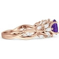 thumbnail image 5 of Floral Ring Round Marquise Amethyst Cubic Zirconia Rose Tone 925 Sterling Silver, Size 10, 5 of 7