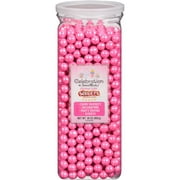 Sweetworks Celebrations Shimmer Bright Pink Candy Sixlets Jar, 30 Oz.