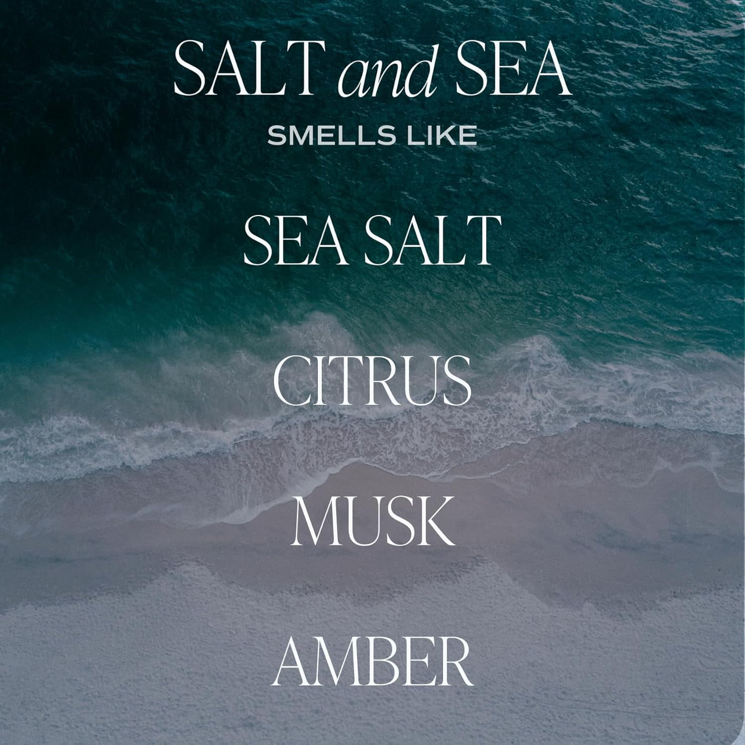 Salt and Sea Patterned Candle – Soy Candles with Sea Salt, Citrus, Musk, Amber Aroma– 40 Hour Burn – 9oz Clear Glass Jar – Ocean Summer Candles for Home Decor