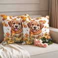 thumbnail image 2 of Dogs Thanksgiving Outdoor Waterproof Pillow Covers, Fall Maple Leaves Orange Pumpkins Decorative Square Throw Pillowcase Sofa Cushion Sham for Patio/Couch/Chair, 16"x16" 2 Pack, 2 of 8